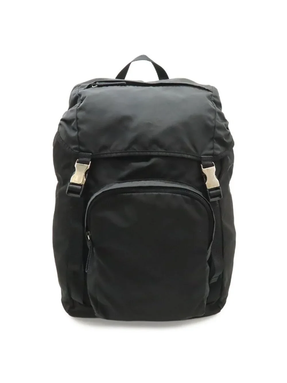 Prada Triangle Logo Backpack Nylon Nero Black Silver